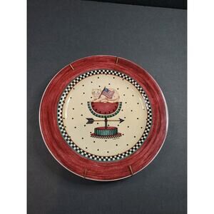 Debbie Mumm Weathervane 8 1/4" Salad Plate Cat & Flag by Sakura Country Pets